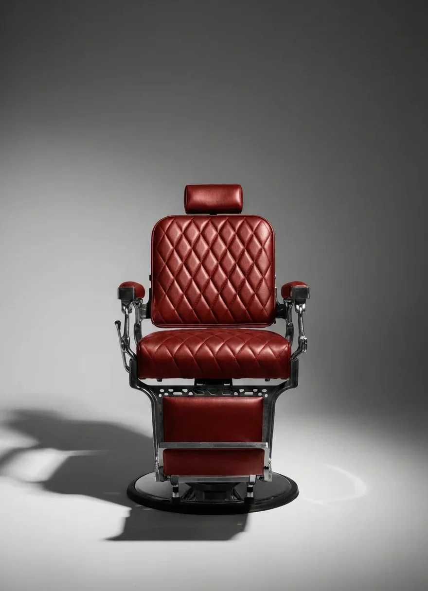Fauteuil de barbier en cuir rouge