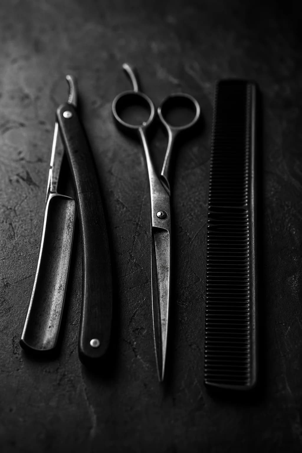 Outils de barbier : ciseaux, rasoirs et peignes